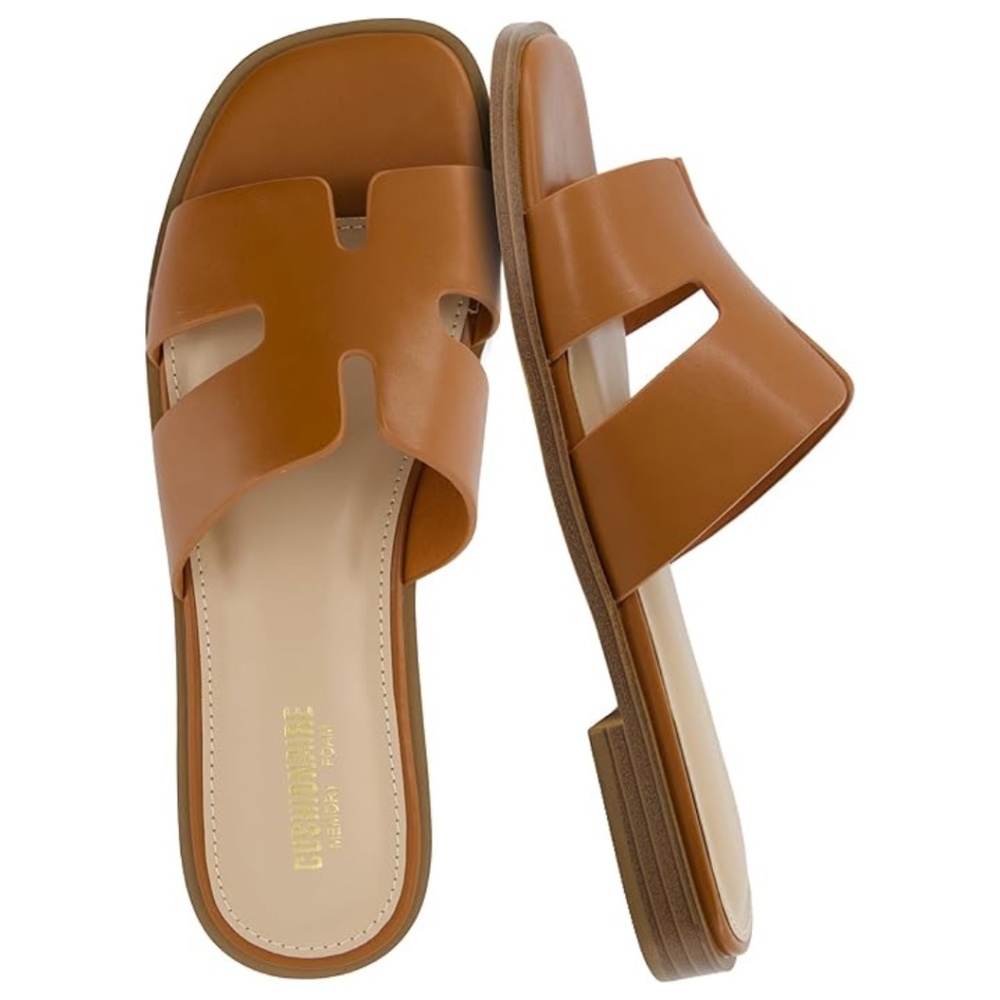 CUSHIONAIRE Oran Style Cutout Strap Slides | Women Size 10